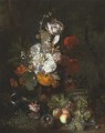 A still life with flowers and fruits with a bird nest and eggs Jan van Huysum classical flowers
